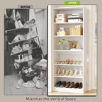 Besiost Tour de rangement à chaussures à 6 niveaux, organisateur de chaussures en bois de 203 cm de haut sur pied