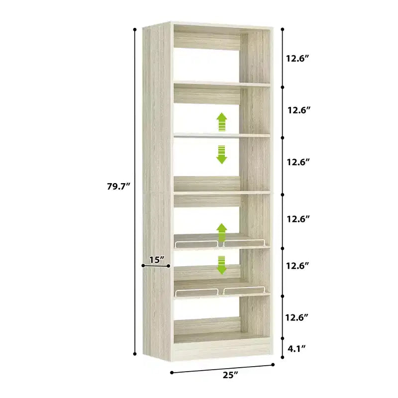 Besiost Tour de rangement à chaussures à 6 niveaux, organisateur de chaussures en bois de 203 cm de haut sur pied