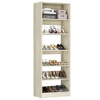 Besiost Tour de rangement à chaussures à 6 niveaux, organisateur de chaussures en bois de 203 cm de haut sur pied