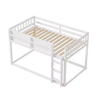 Lit superposé simple en bois massif Okak avec étagères de rangement et échelle, cadre de lit contemporain pour chambre à coucher, chambre d'enfant