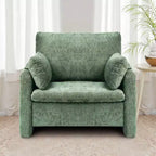 Fauteuil d'appoint vert VEVOR, fauteuil d'appoint moderne rembourré avec accoudoirs, fauteuil en tissu avec coussin épais et dossier arqué, vert