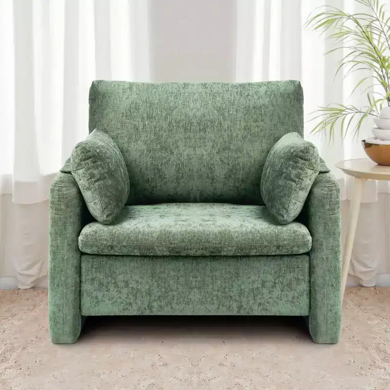 Fauteuil d'appoint vert VEVOR, fauteuil d'appoint moderne rembourré avec accoudoirs, fauteuil en tissu avec coussin épais et dossier arqué, vert