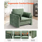 Fauteuil d'appoint vert VEVOR, fauteuil d'appoint moderne rembourré avec accoudoirs, fauteuil en tissu avec coussin épais et dossier arqué, vert