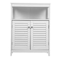 AEELLEEA Bathroom Storage Cabinet White Water Proof Wooden Freestanding Cabinet with Removable Shelf Shutter Doors for Home Hotel White