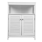 AEELLEEA Bathroom Storage Cabinet White Water Proof Wooden Freestanding Cabinet with Removable Shelf Shutter Doors for Home Hotel White