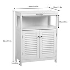 AEELLEEA Meuble de rangement de salle de bain blanc en bois imperméable sur pied avec étagère amovible et portes persiennes pour maison et hôtel, blanc