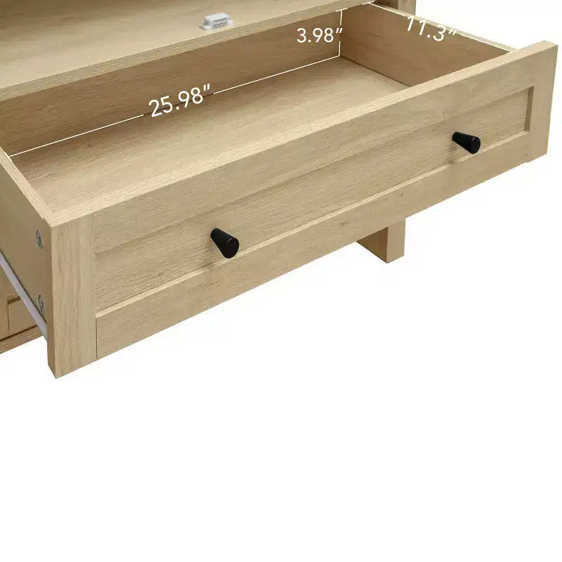 Grand garde-manger de cuisine arqué de 70,28 po avec portes en rotin, meuble de rangement naturel avec 2 tiroirs et étagères réglables - Panipeachy