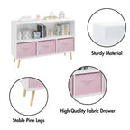 Bibliothèque pour enfants TUYOHW avec 3 tiroirs en tissu et étagère ouverte, étagère de rangement en MDF avec dispositif anti-basculement, organisateur de jouets pour salle de jeux et chambre à coucher