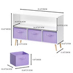 Bibliothèque pour enfants TUYOHW avec 3 tiroirs en tissu et étagère ouverte, étagère de rangement en MDF avec dispositif anti-basculement, organisateur de jouets pour salle de jeux et chambre à coucher