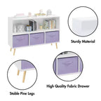Bibliothèque pour enfants TUYOHW avec 3 tiroirs en tissu et étagère ouverte, étagère de rangement en MDF avec dispositif anti-basculement, organisateur de jouets pour salle de jeux et chambre à coucher