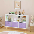 Bibliothèque pour enfants TUYOHW avec 3 tiroirs en tissu et étagère ouverte, étagère de rangement en MDF avec dispositif anti-basculement, organisateur de jouets pour salle de jeux et chambre à coucher