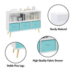 Bibliothèque pour enfants TUYOHW avec 3 tiroirs en tissu et étagère ouverte, étagère de rangement en MDF avec dispositif anti-basculement, organisateur de jouets pour salle de jeux et chambre à coucher