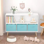 Bibliothèque pour enfants TUYOHW avec 3 tiroirs en tissu et étagère ouverte, étagère de rangement en MDF avec dispositif anti-basculement, organisateur de jouets pour salle de jeux et chambre à coucher