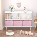 Bibliothèque pour enfants TUYOHW avec 3 tiroirs en tissu et étagère ouverte, étagère de rangement en MDF avec dispositif anti-basculement, organisateur de jouets pour salle de jeux et chambre à coucher