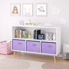 Bibliothèque pour enfants TUYOHW avec 3 tiroirs en tissu et étagère ouverte, étagère de rangement en MDF avec dispositif anti-basculement, organisateur de jouets pour salle de jeux et chambre à coucher