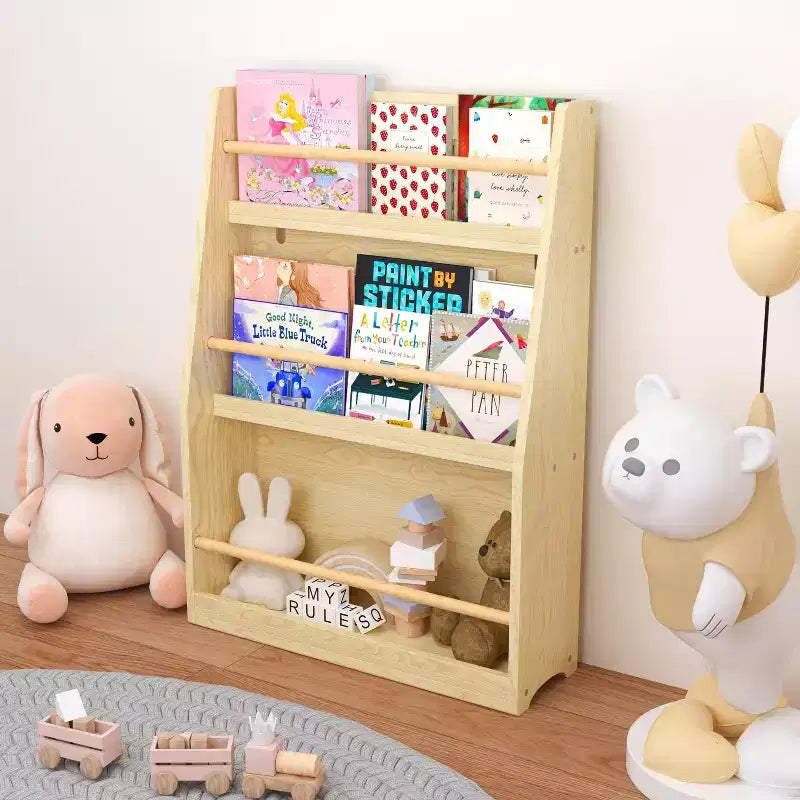 TUYOHW Étagère à livres à 3 niveaux pour enfants, bibliothèque frontale pour tout-petits pour coin lecture, chambre de bébé, salle de jeux et organisateur de salles de classe