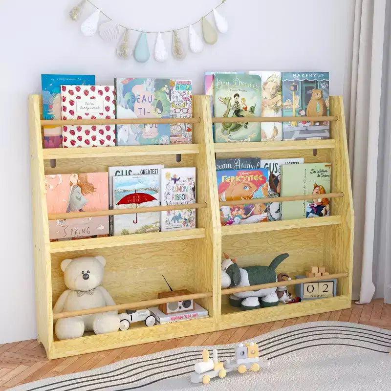 TUYOHW Étagère à livres à 3 niveaux pour enfants, bibliothèque frontale pour tout-petits pour coin lecture, chambre de bébé, salle de jeux et organisateur de salles de classe
