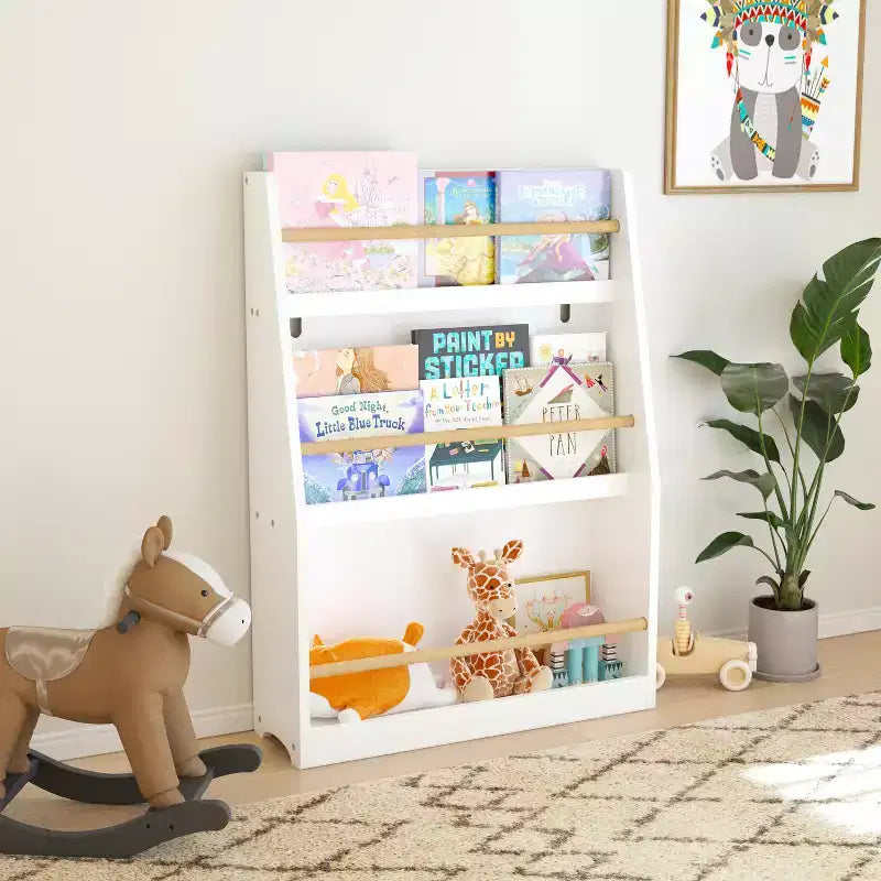 TUYOHW Étagère à livres à 3 niveaux pour enfants, bibliothèque frontale pour tout-petits pour coin lecture, chambre de bébé, salle de jeux et organisateur de salles de classe