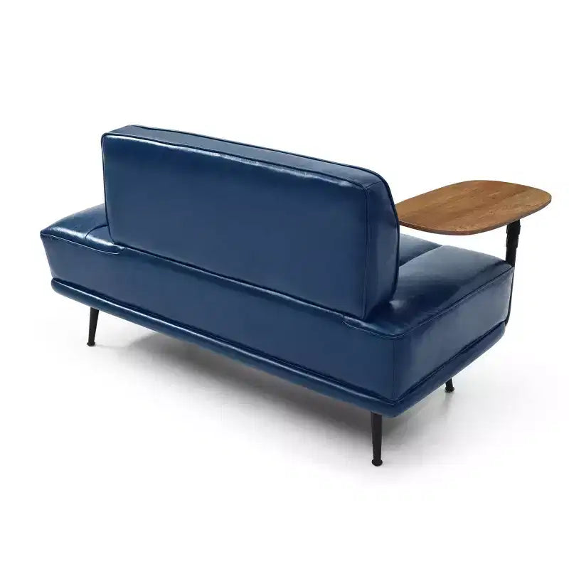 TUYOHW 55 Banc de bout de lit moderne, Pouf rembourré en similicuir avec plateau pivotant, Pieds en métal, Banc pouf pour chambre à coucher, salon, entrée