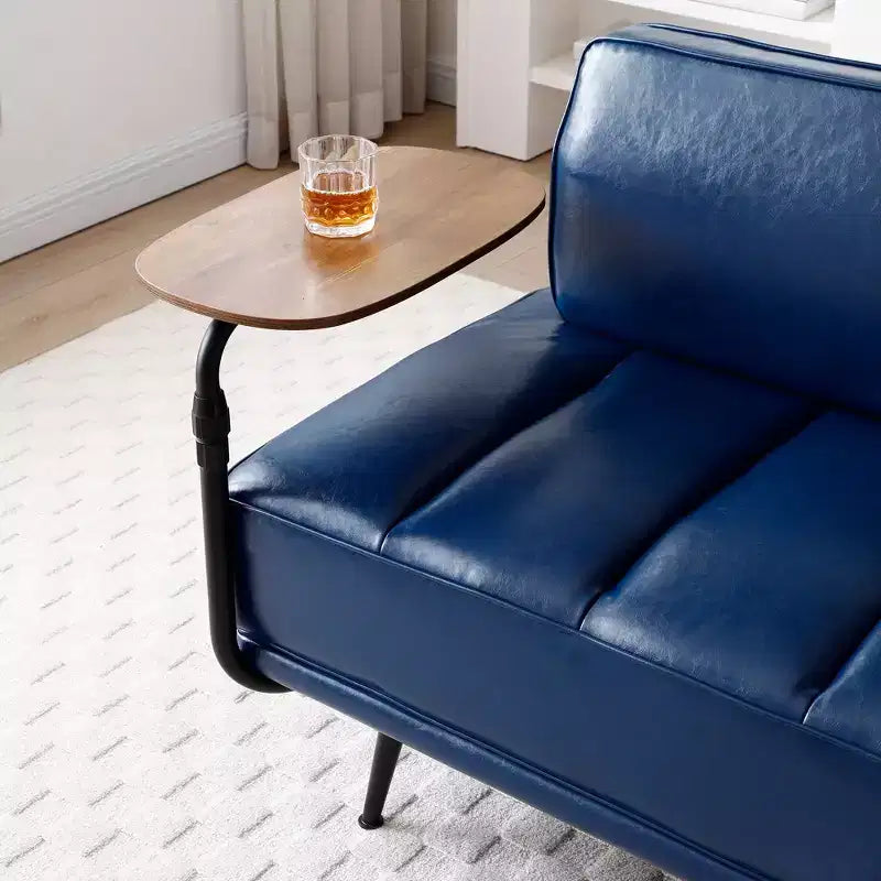 TUYOHW 55 Banc de bout de lit moderne, Pouf rembourré en similicuir avec plateau pivotant, Pieds en métal, Banc pouf pour chambre à coucher, salon, entrée