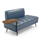 TUYOHW 55 Banc de bout de lit moderne, Pouf rembourré en similicuir avec plateau pivotant, Pieds en métal, Banc pouf pour chambre à coucher, salon, entrée
