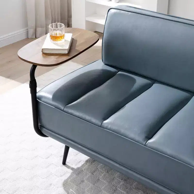 TUYOHW 55 Banc de bout de lit moderne, Pouf rembourré en similicuir avec plateau pivotant, Pieds en métal, Banc pouf pour chambre à coucher, salon, entrée