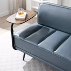 TUYOHW 55 Banc de bout de lit moderne, Pouf rembourré en similicuir avec plateau pivotant, Pieds en métal, Banc pouf pour chambre à coucher, salon, entrée