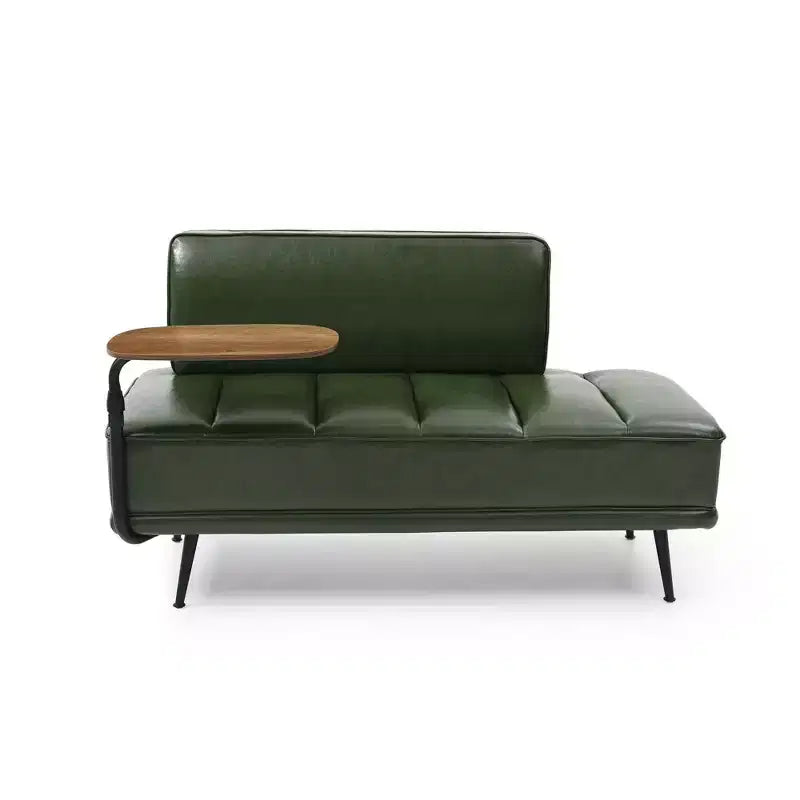 TUYOHW 55 Banc de bout de lit moderne, Pouf rembourré en similicuir avec plateau pivotant, Pieds en métal, Banc pouf pour chambre à coucher, salon, entrée