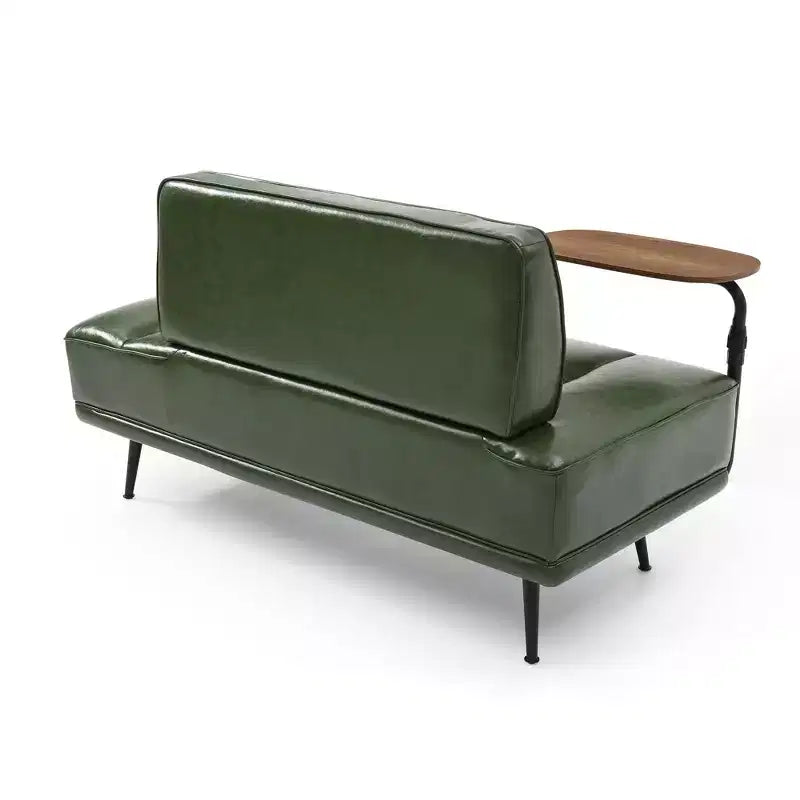 TUYOHW 55 Banc de bout de lit moderne, Pouf rembourré en similicuir avec plateau pivotant, Pieds en métal, Banc pouf pour chambre à coucher, salon, entrée