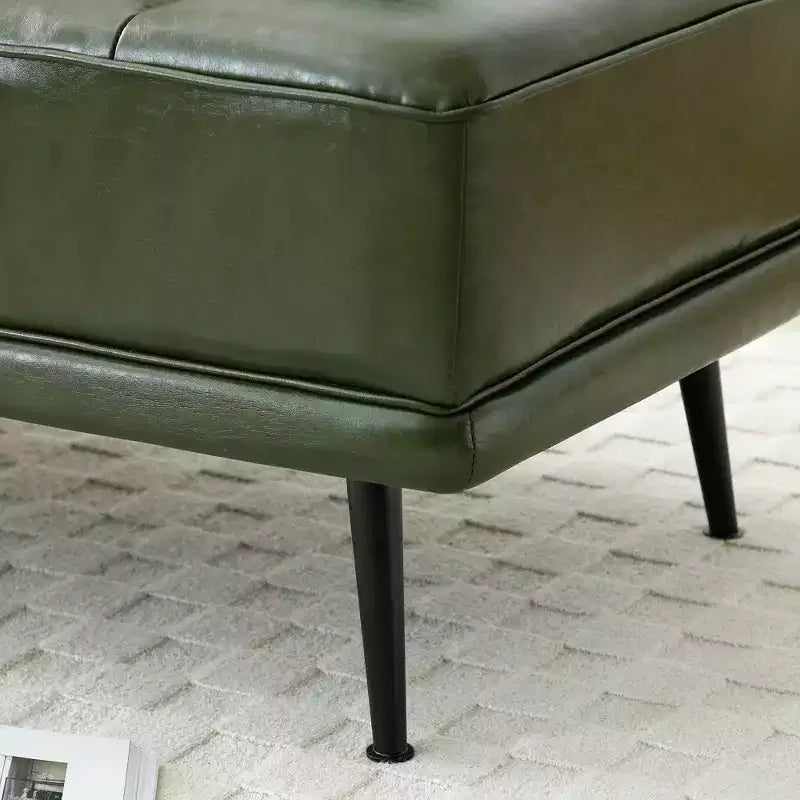 TUYOHW 55 Banc de bout de lit moderne, Pouf rembourré en similicuir avec plateau pivotant, Pieds en métal, Banc pouf pour chambre à coucher, salon, entrée