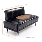 TUYOHW 55 Banc de bout de lit moderne, Pouf rembourré en similicuir avec plateau pivotant, Pieds en métal, Banc pouf pour chambre à coucher, salon, entrée