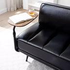 TUYOHW 55 Banc de bout de lit moderne, Pouf rembourré en similicuir avec plateau pivotant, Pieds en métal, Banc pouf pour chambre à coucher, salon, entrée