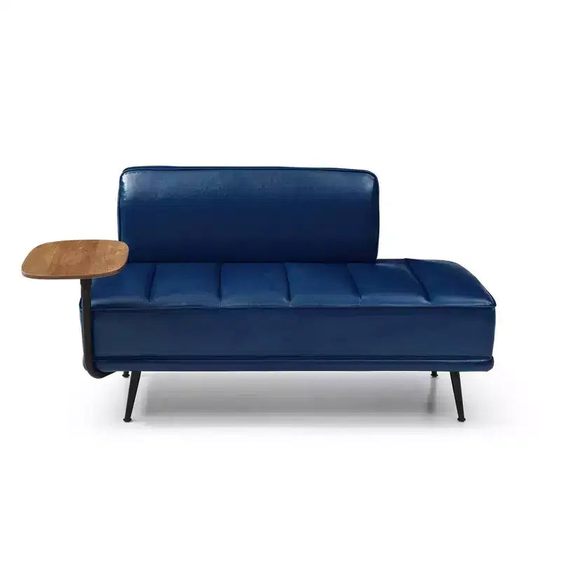 TUYOHW 55 Banc de bout de lit moderne, Pouf rembourré en similicuir avec plateau pivotant, Pieds en métal, Banc pouf pour chambre à coucher, salon, entrée