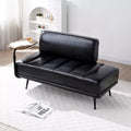 TUYOHW 55 Banc de bout de lit moderne, Pouf rembourré en similicuir avec plateau pivotant, Pieds en métal, Banc pouf pour chambre à coucher, salon, entrée