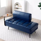 TUYOHW 55 Banc de bout de lit moderne, Pouf rembourré en similicuir avec plateau pivotant, Pieds en métal, Banc pouf pour chambre à coucher, salon, entrée