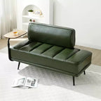 TUYOHW 55 Banc de bout de lit moderne, Pouf rembourré en similicuir avec plateau pivotant, Pieds en métal, Banc pouf pour chambre à coucher, salon, entrée