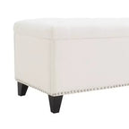 TUYOHW Banc ottoman de rangement 47,5", Banc de bout de lit avec charnière de sécurité, Tissu en lin touffeté de boutons, Banc pour salon, entrée, chambre, couloir