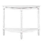 Hostack Console incurvée rétro de 42 po avec plateau motif nuage et étagère ouverte, cadre et pieds en bois massif, blanc laiteux