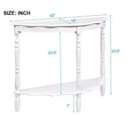 Hostack Console incurvée rétro de 42 po avec plateau motif nuage et étagère ouverte, cadre et pieds en bois massif, blanc laiteux