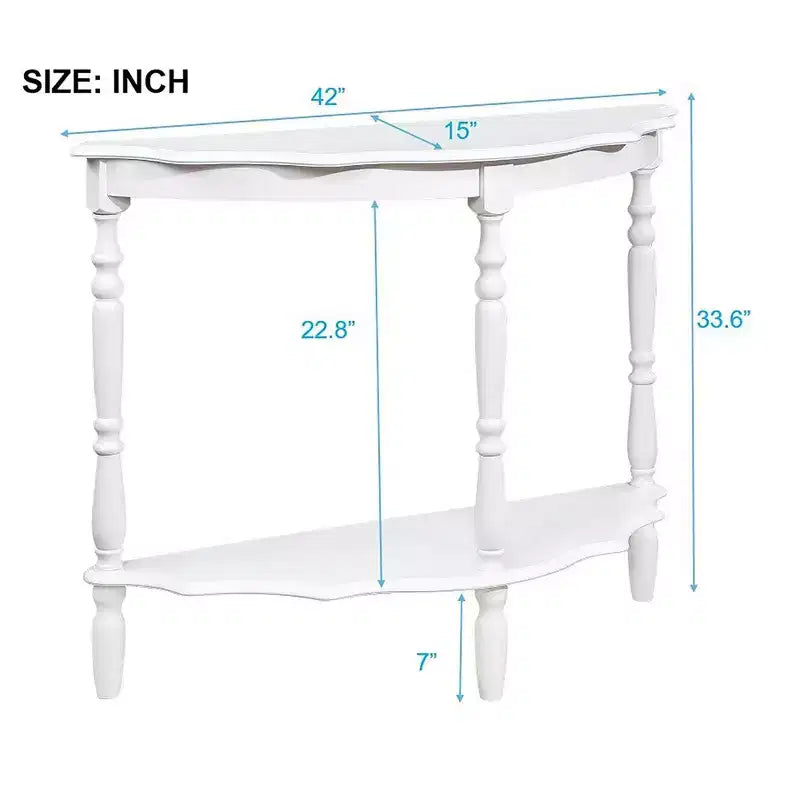 Hostack Console incurvée rétro de 42 po avec plateau motif nuage et étagère ouverte, cadre et pieds en bois massif, blanc laiteux