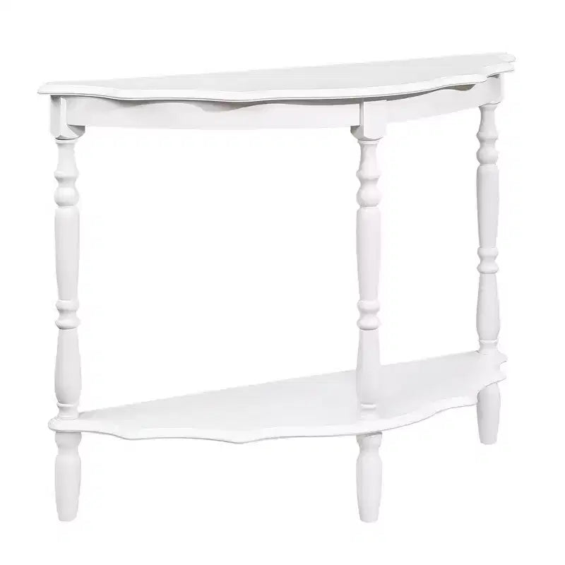 Hostack Console incurvée rétro de 42 po avec plateau motif nuage et étagère ouverte, cadre et pieds en bois massif, blanc laiteux