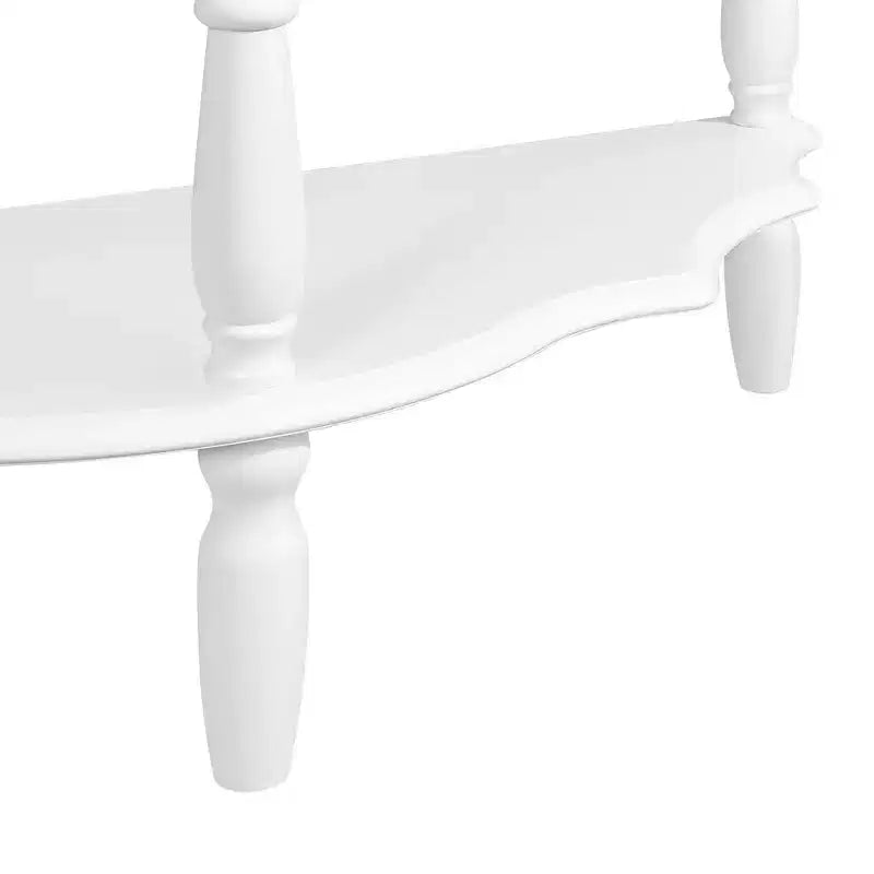 Hostack Console incurvée rétro de 42 po avec plateau motif nuage et étagère ouverte, cadre et pieds en bois massif, blanc laiteux