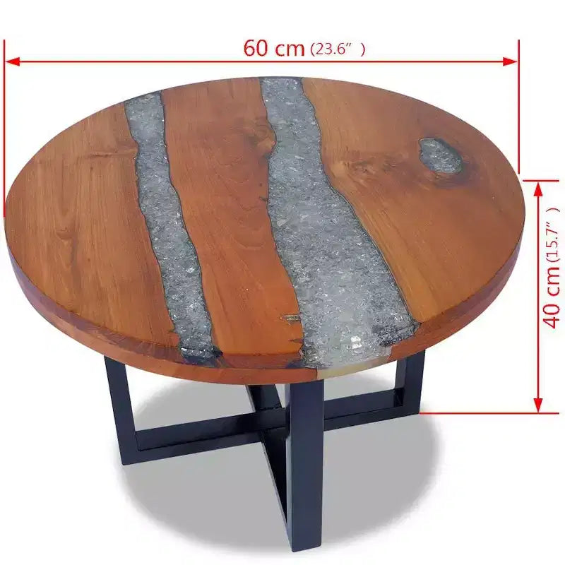 vidaXL Table Basse Table d'Appoint Table de Chevet Meuble de Salon Résine de Teck