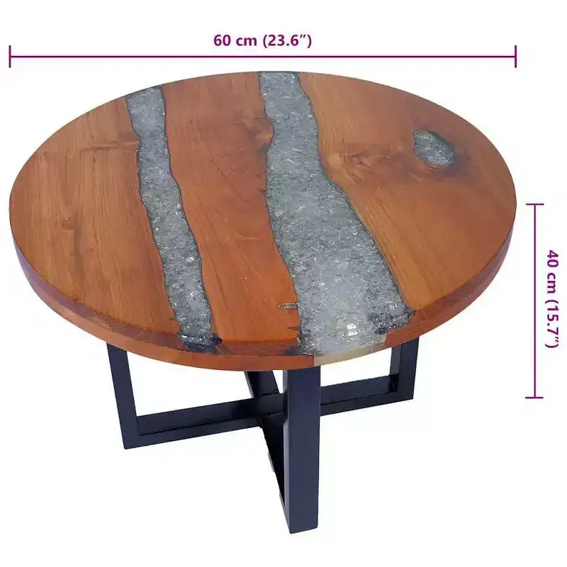 vidaXL Table Basse Table d'Appoint Table de Chevet Meuble de Salon Résine de Teck