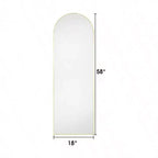 Miroir arqué pleine longueur 58 pouces 18 pouces Cadre en aluminium Or Miroir mural ou sur pied pour salon chambre couloir