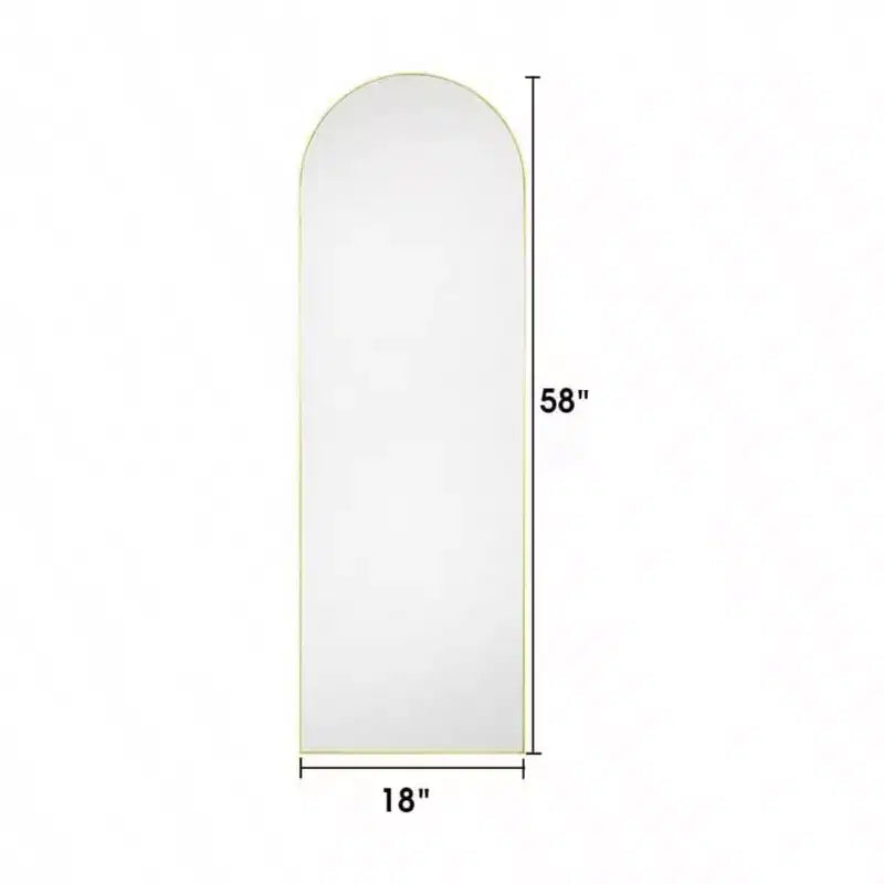 Miroir arqué pleine longueur 58 pouces 18 pouces Cadre en aluminium Or Miroir mural ou sur pied pour salon chambre couloir