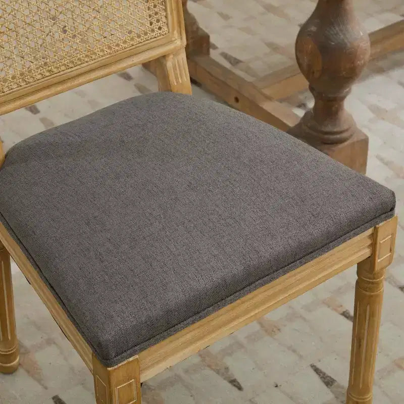 TUYOHW Lot de 2 chaises Louis, Chaises d'appoint de style français avec dossier en rotin et pieds en bois d'hévéa massif, Mousse haute résilience, Capacité de 136 kg
