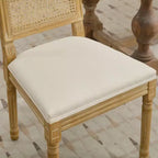 TUYOHW Lot de 2 chaises Louis, Chaises d'appoint de style français avec dossier en rotin et pieds en bois d'hévéa massif, Mousse haute résilience, Capacité de 136 kg