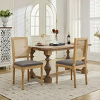 TUYOHW Lot de 2 chaises Louis, Chaises d'appoint de style français avec dossier en rotin et pieds en bois d'hévéa massif, Mousse haute résilience, Capacité de 136 kg