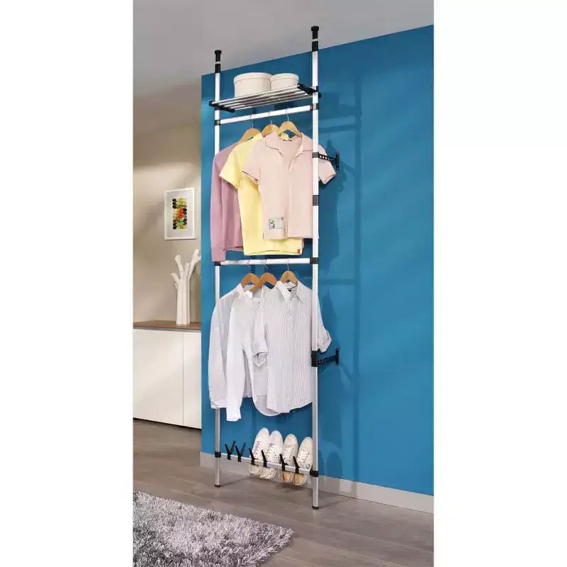 vidaXL Système de penderie télescopique avec tringles et étagère Aluminium